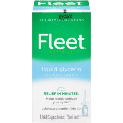 Fleet laxative liquid glycerin SUPPOSITORIES #1SUPPOSITORY BRAND 4 adult suppositories 7.5ml each