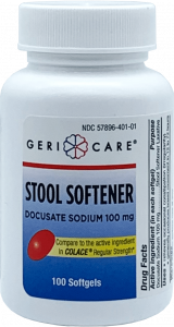 GERI- CARE STOOL SOFTENER DOCUSATE SODIUM 100MG /100 SOFTGELS