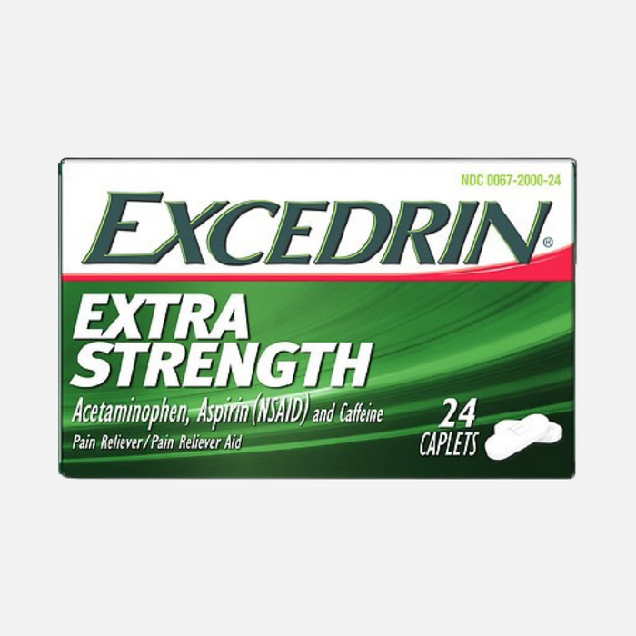 Excedrin Extra Strength Acetaminophen, Aspirin (NSAID) and Caffeine Pain Reliever / Pain Reliever Aid, 24 Caplets