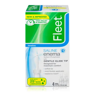 Fleet laxative Saline Enema 4 BOTTLES 4.5FLOZ EACH